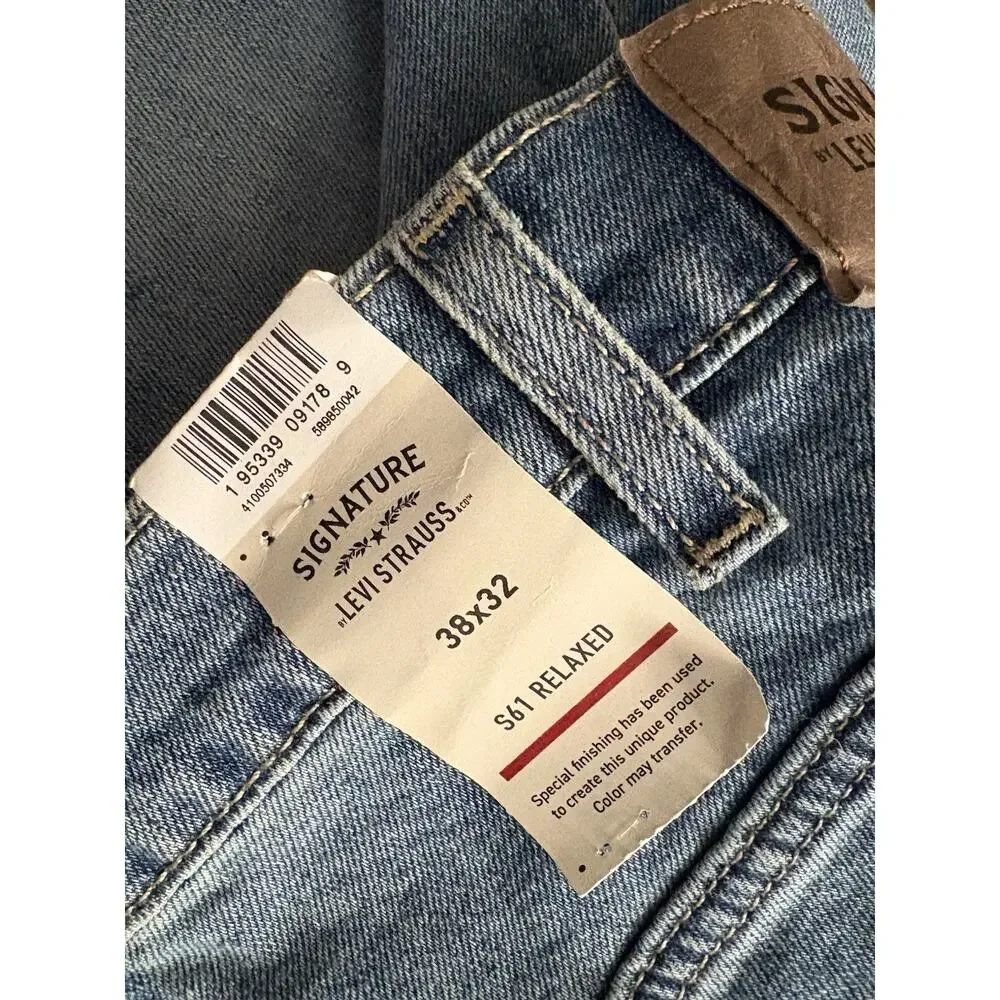 Signature By Levi Strauss #11322 NEW Men's Relaxed Flex Jeans 38x32